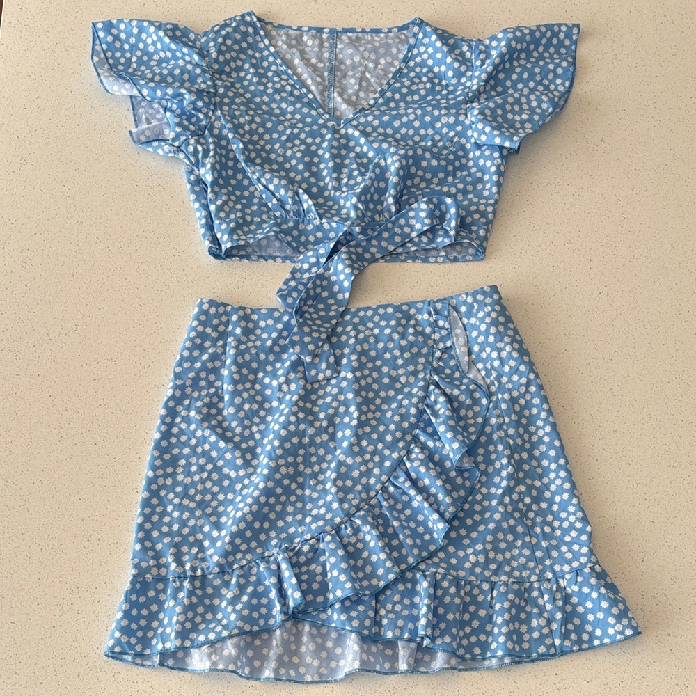 Blue Polka Dot Two-Piece Set